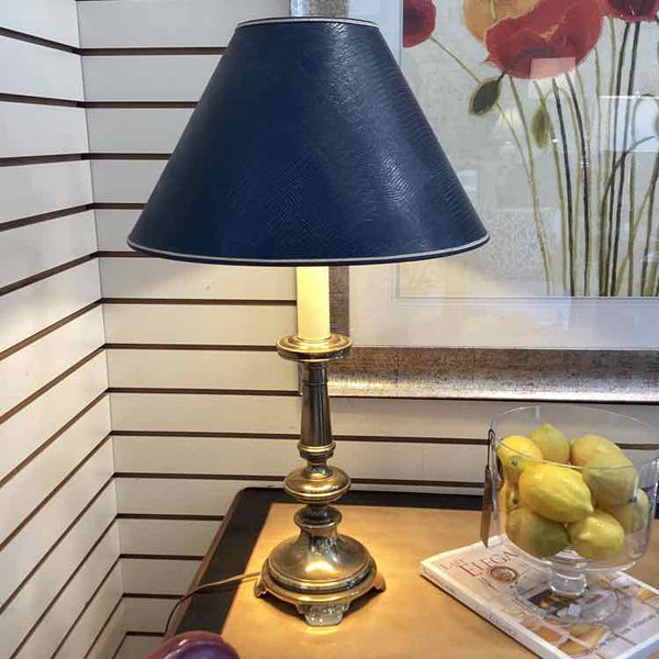 Stiffel Brass Lamp w/Black Shade