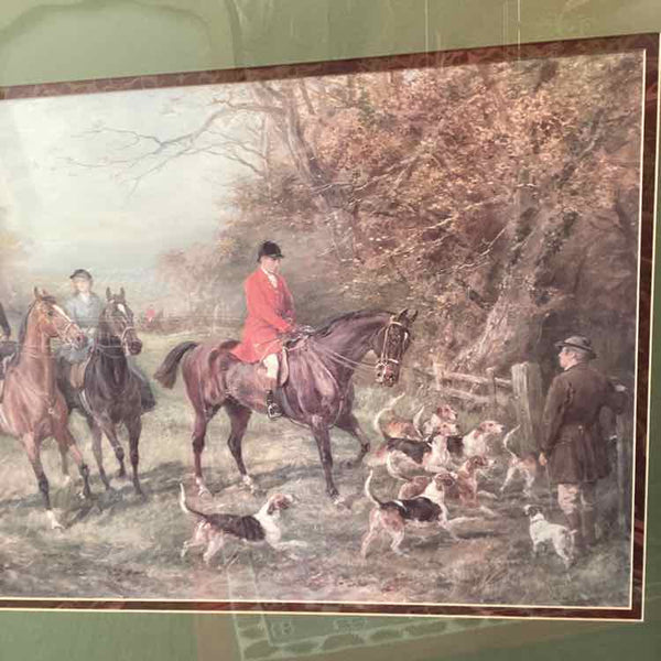 Equestrian Hunt Scene w/Beagles