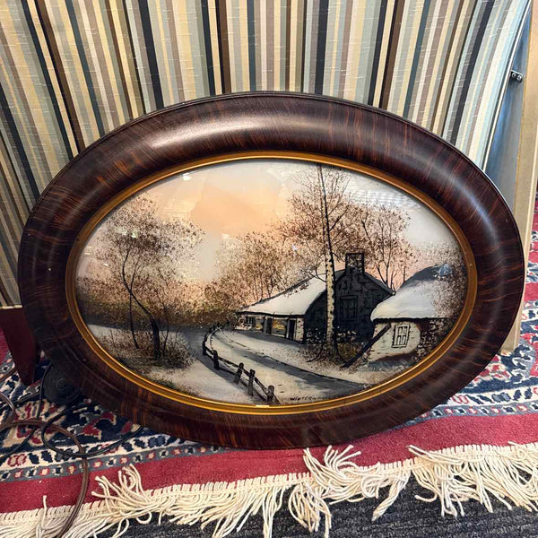 Vintage Winter Scene on Glass