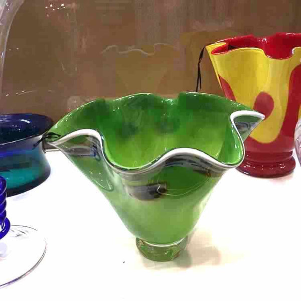 Mid Century Green And White Vase