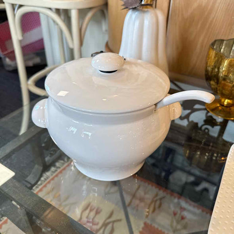 White Ceramic Tureen With Ladle