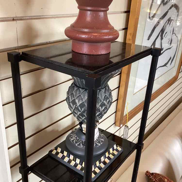 Black Metal Etagere with Granite Shelves