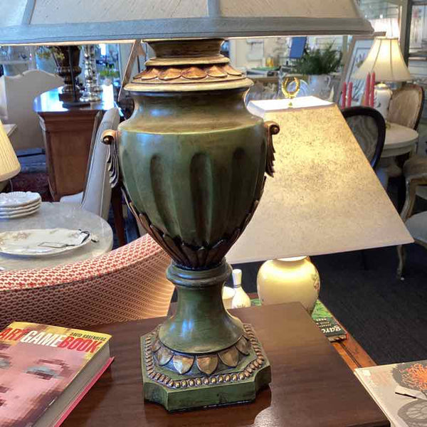 Pair of Green & Gold Resin Lamps