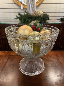 Cut Glass Punch Bowl w Ornaments