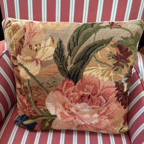 Needlepoint Floral Pillow