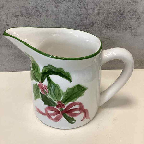 "As Is" 7" Holly Berry Ceramic Pitcher (small chip)