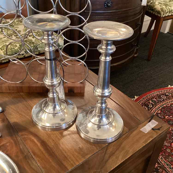 Pair Of Silver Taper Candleholders