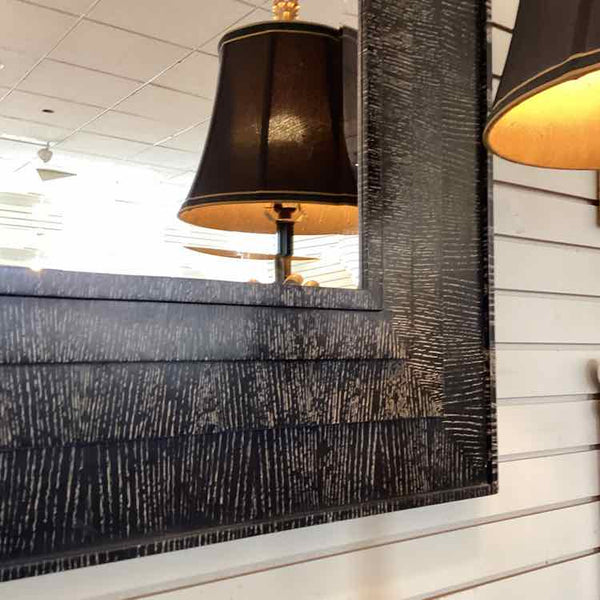 Black Mirror with Zebra Wood Frame