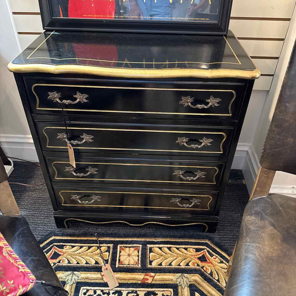 Black And Gold Four Drawer Chest