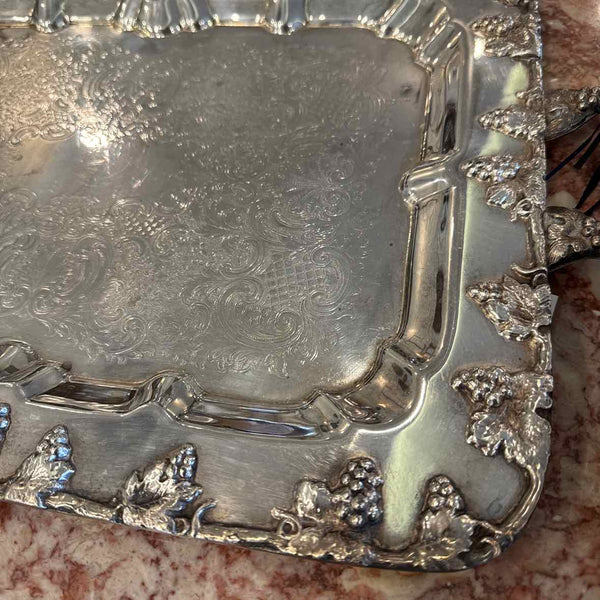 Grape Design Silverplate Tray