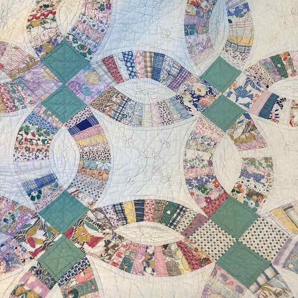 Vintage Double Wedding Ring Handmade Quilt