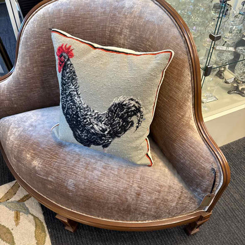 Green Rooster Needlepoint Pillow