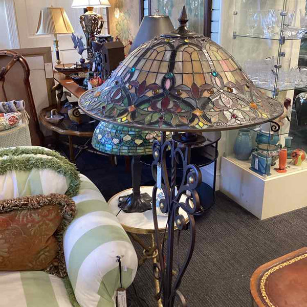 Tiffany Floor Lamp - Wrought Iron Base