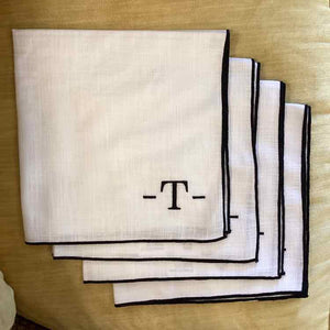 4 Cream Napkins w/ Letter "T"  (Crate & Barrel)