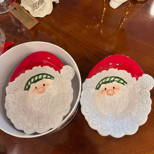 2 Fitz & Floyd Santa Dishes in Box