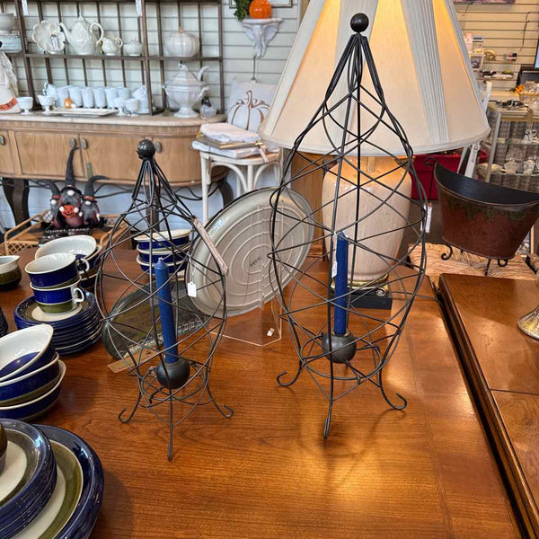 "As Is" Pair Of Wire Candleholders