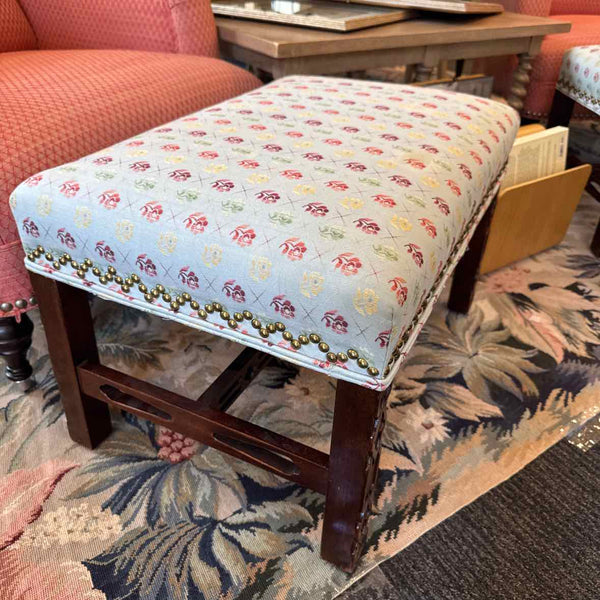 Pale Blue Chippendale Ottoman