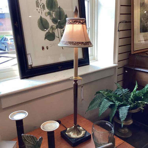 34"x6" Pair Of Marble Base Brass Lamps