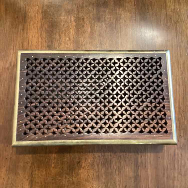 Wood Lattice Box With Brass