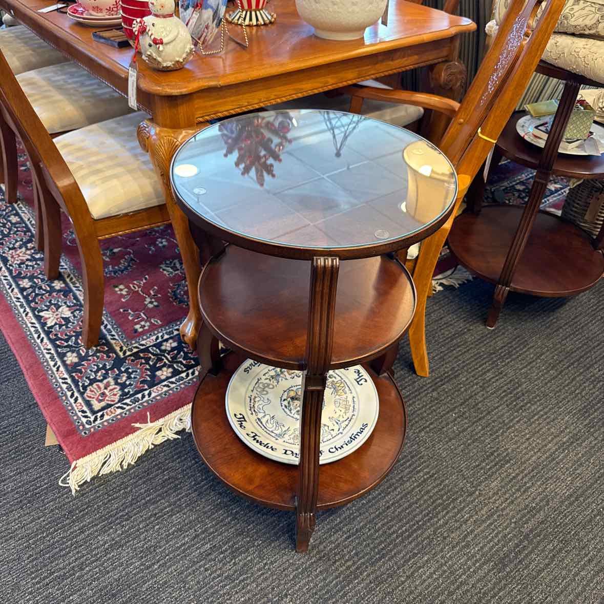 Round 3 Tier Hickory Chair Side Table