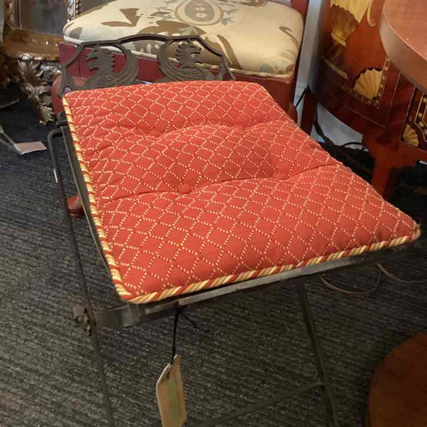 Iron Stool with Red Cushion