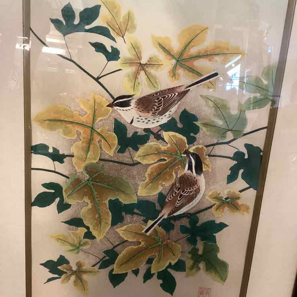 Birds & Maple Print in Bamboo Frame