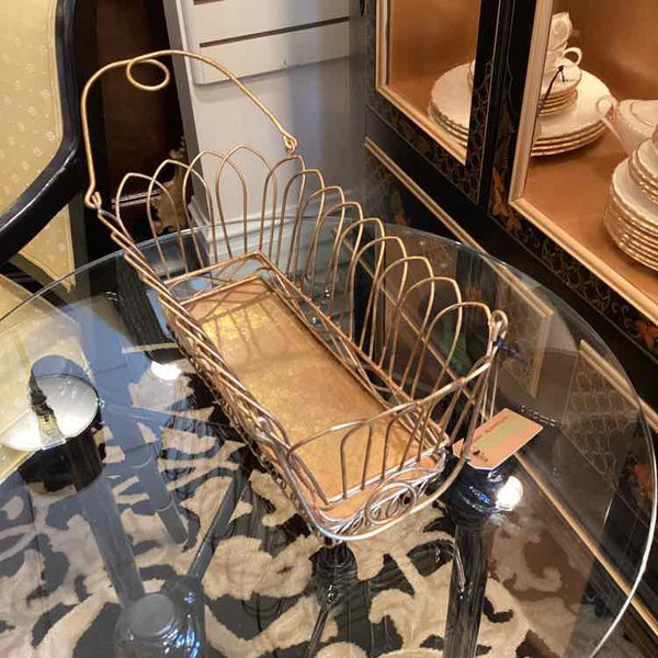 Gold Wire Basket Plant Holder with Handles