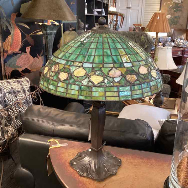 Tiffany Style Lamp with Green & Gold Shade