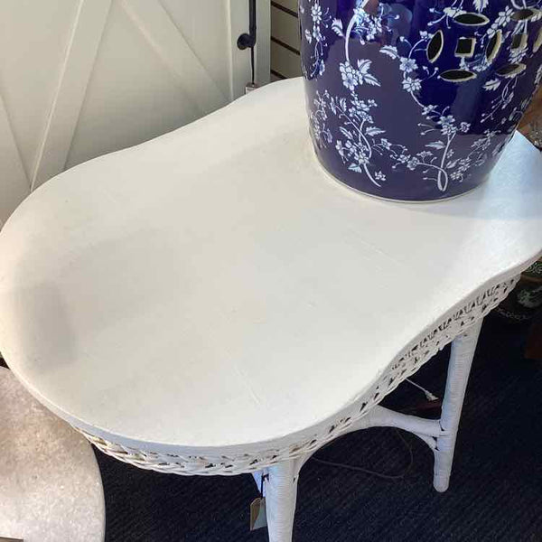 Vintage White Wicker Table