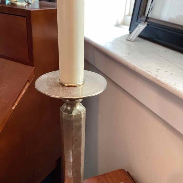 34"x6" Pair Of Marble Base Brass Lamps
