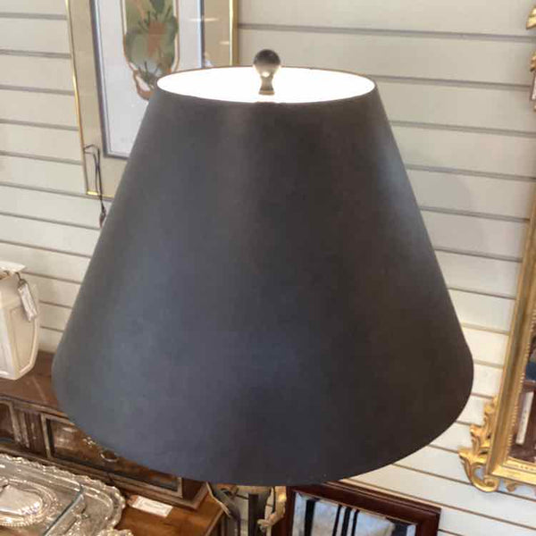 Black & Gold Iron Floor Lamp with Feather Detail
