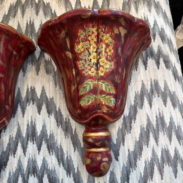 Pr. Red Ceramic Wall Pockets