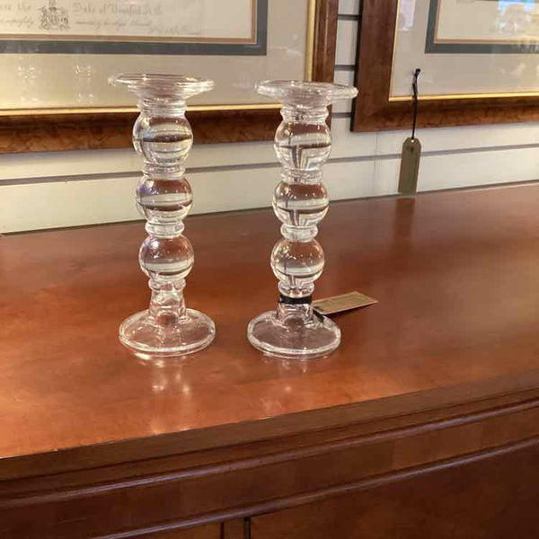 Pair Of Glass  Bubble Candlesticks