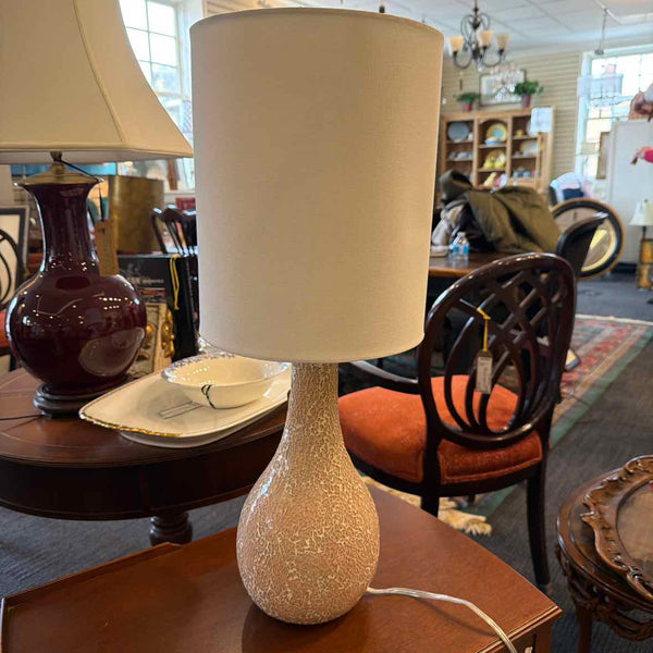 Pink Crackle Lamp with Cream Shade