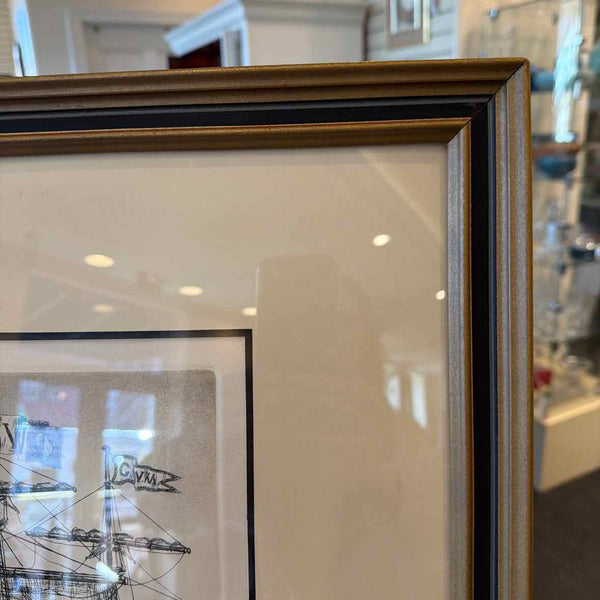 Alan Jay Gaines Etching of Sailing Ship