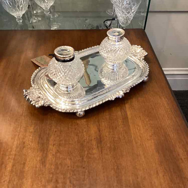 19th C English Sheffield Inkwell Set