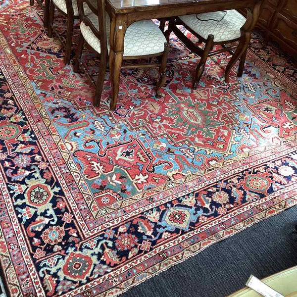 Multi-Color Heriz Rug with Pad