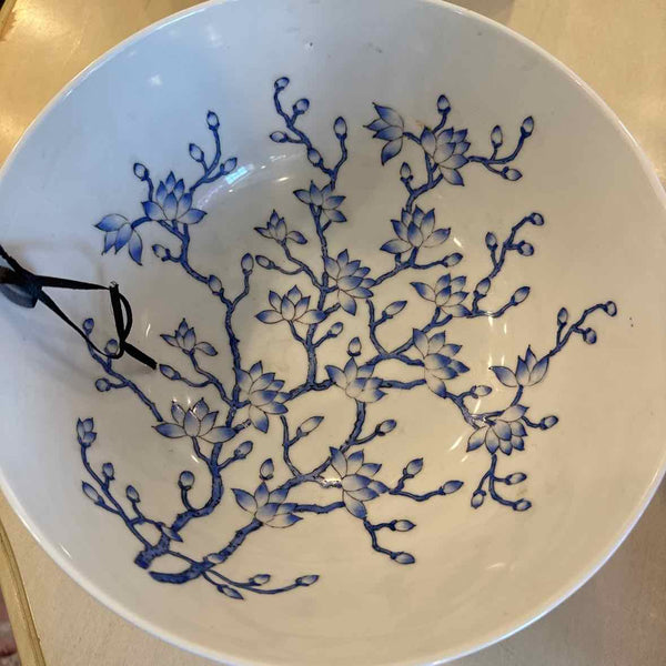 Blue Lotus Bowl with Wooden Base