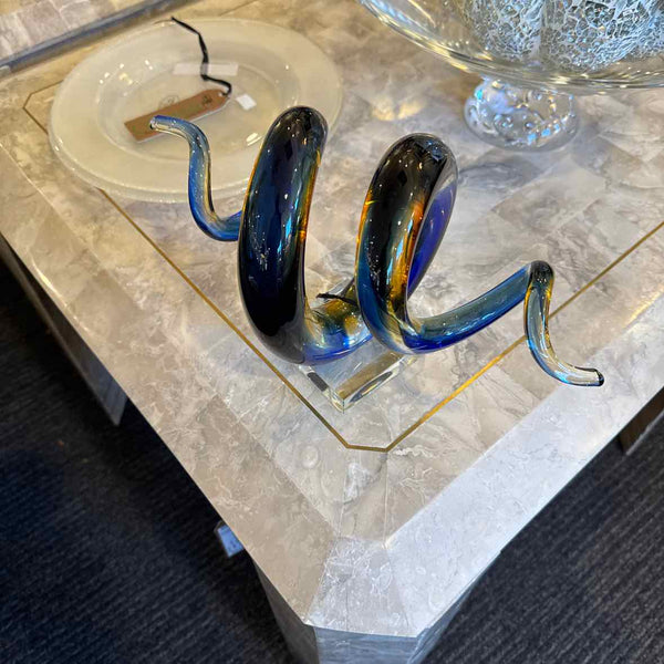 Murano Blue Glass Twist Sculpture