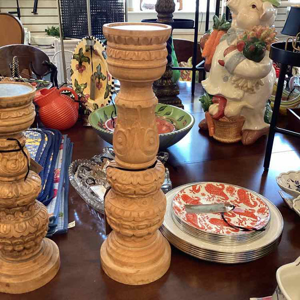 Carved Wooden Candle Holder