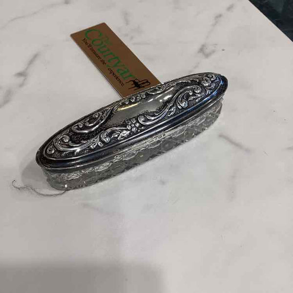 Antique Sterling Silver Crystal Trinket Box