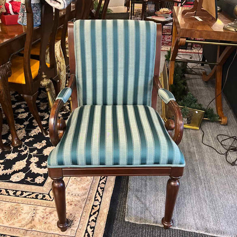 Teal Striped Side Chair