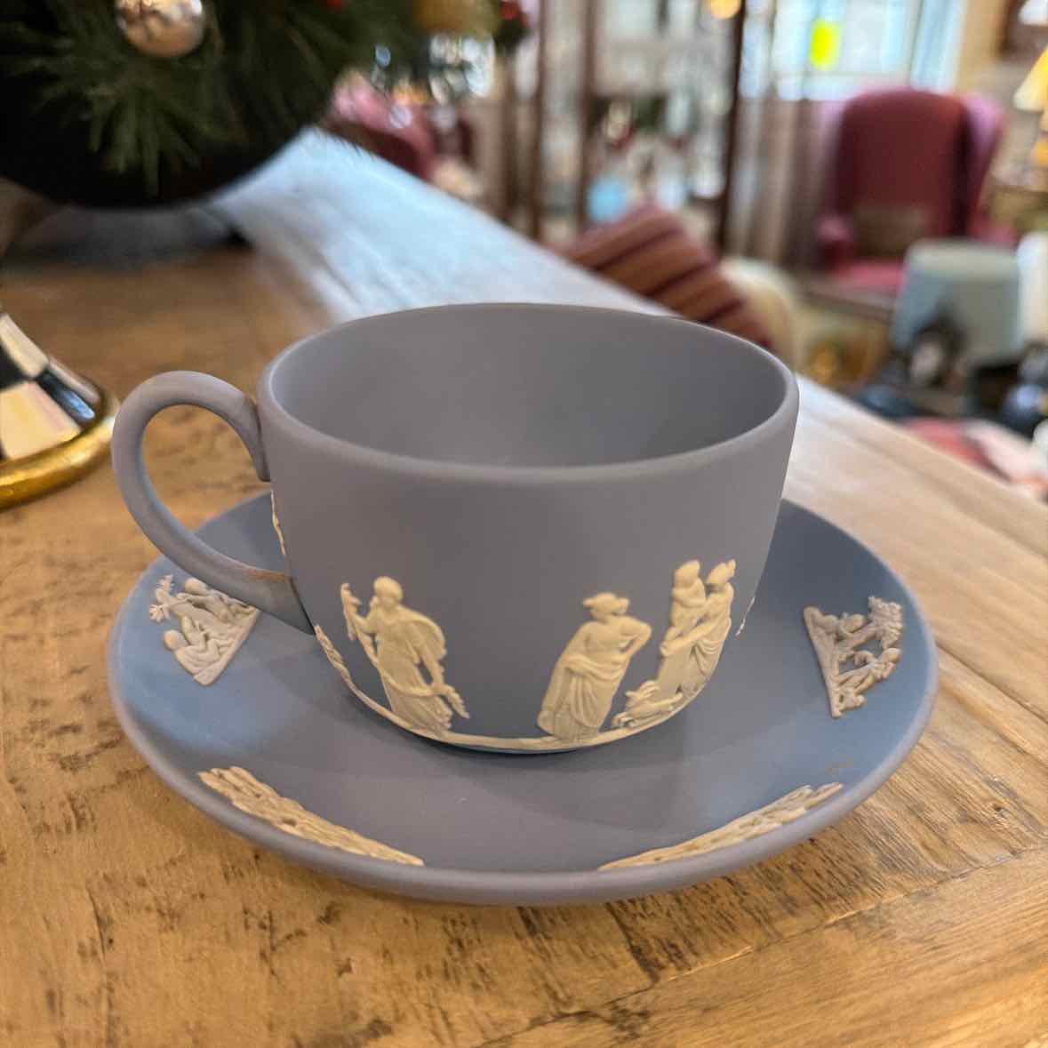 Lgt Blue Jasperware Cup/Saucer (Wedgwood)