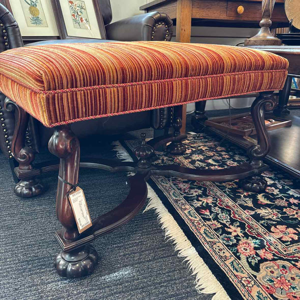 Gold & Red Striped Ottoman