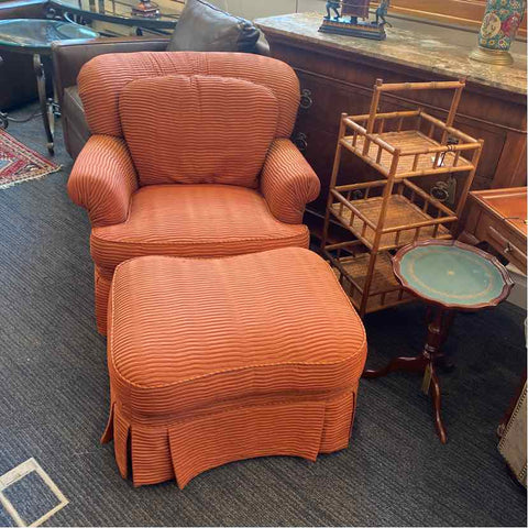 Pearson Rust Club Chair & Ottoman