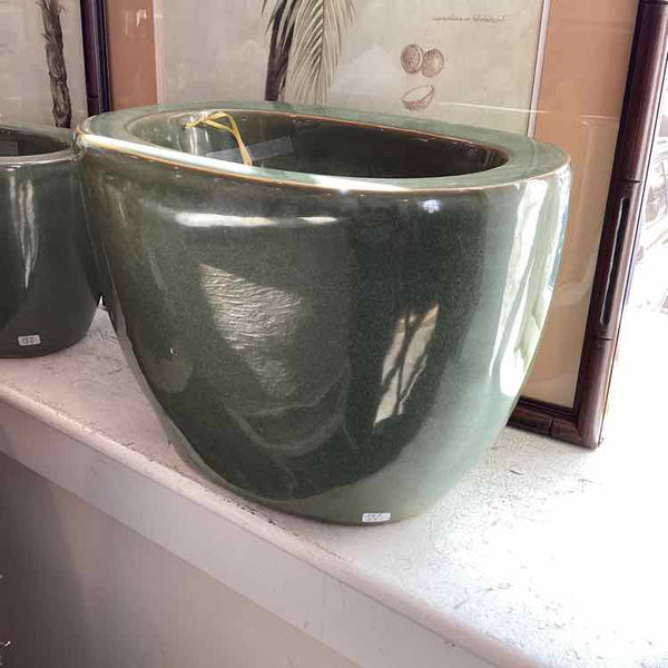 Oval Green Double Wall Vase