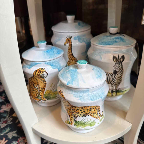 Set of 4 Ceramic Animal Canisters