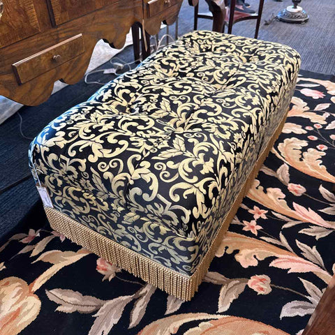 Fringed Black/Gold Ottoman