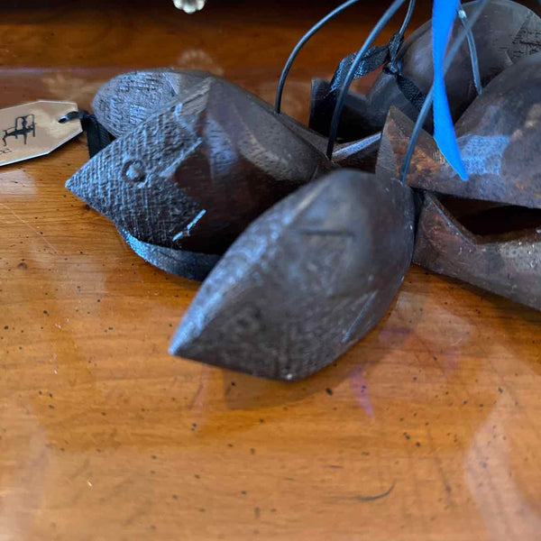 6 Wood Carved Fish Placecard Holders