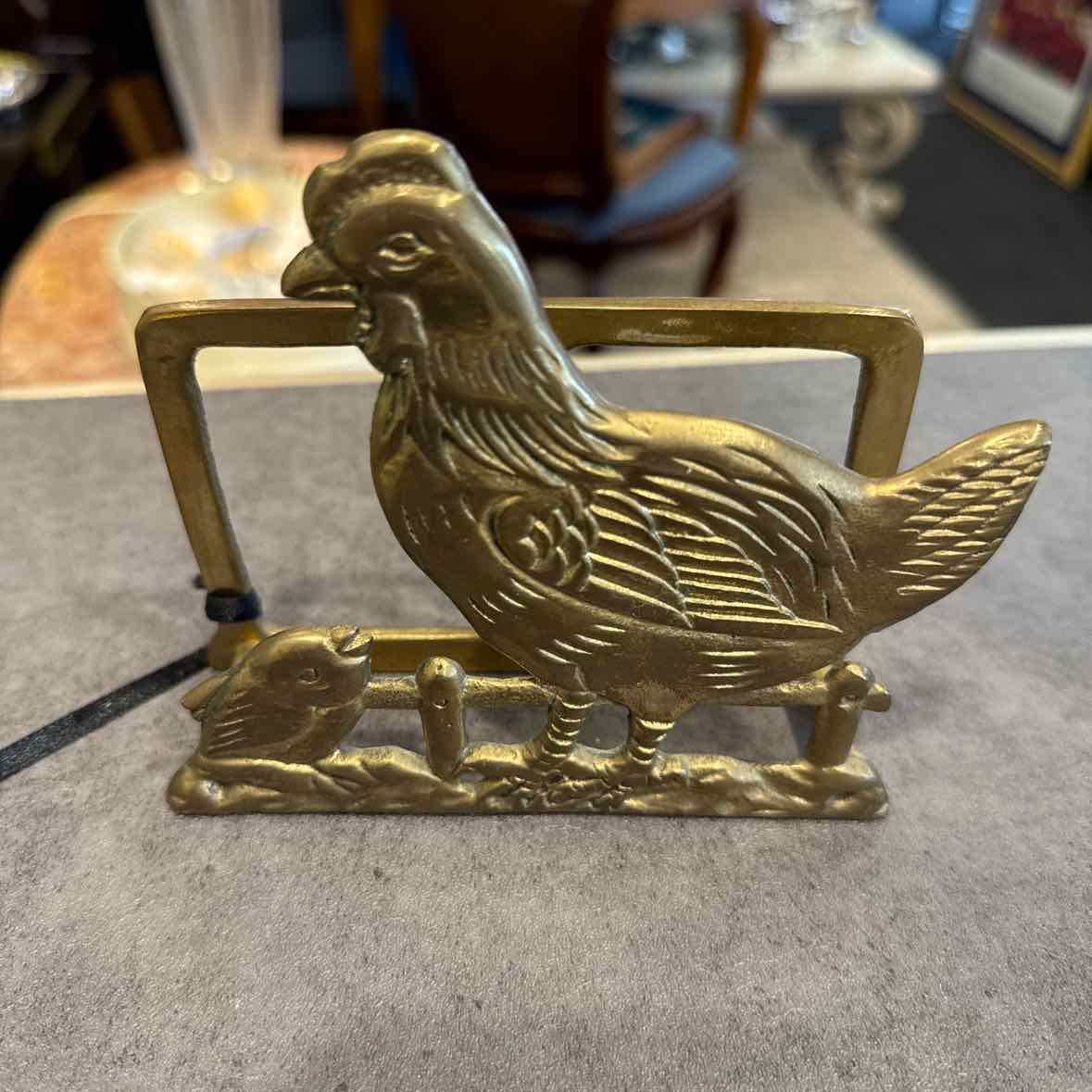 Chicken And Hen Brass Napkin Holder